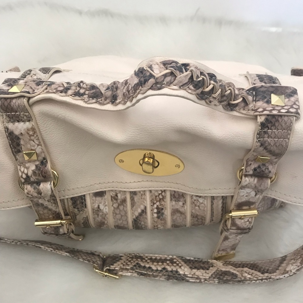 Snake Print Satchel Bag With Adjustable Shoulder - image 6